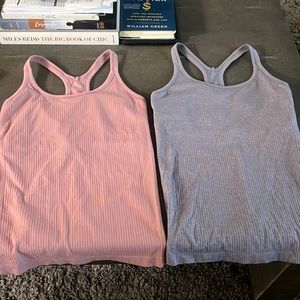 Two Size 8 Lululemon Ebb to Street ribbed tank tops